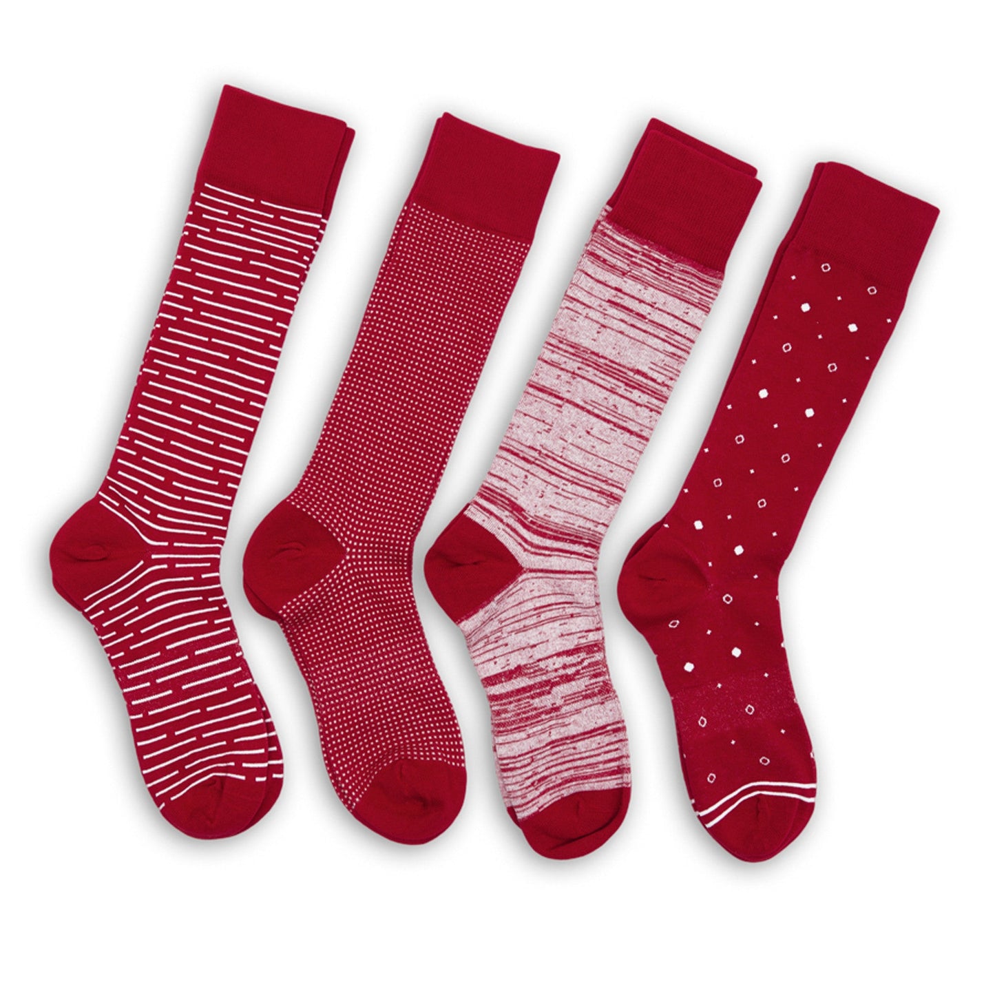 Crimson / White Dress Socks 4-Pack