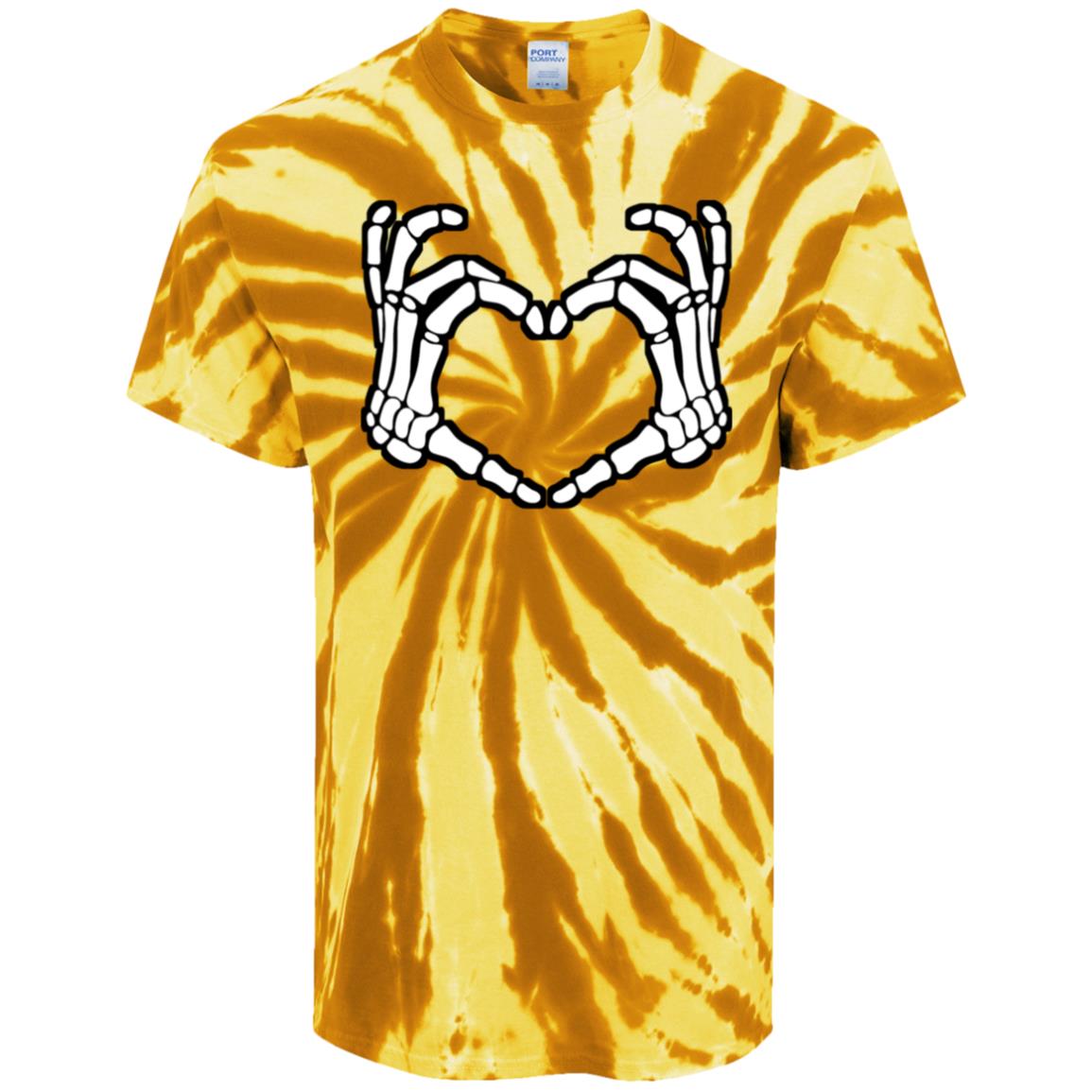 Skeleton Heart Fingers Tie-Dye Music Festival T-Shirt