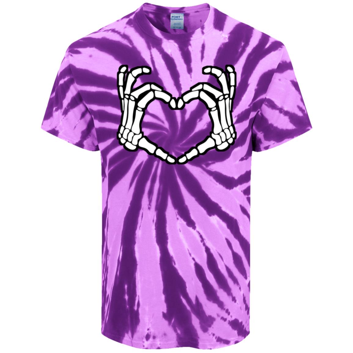 Skeleton Heart Fingers Tie-Dye Music Festival T-Shirt
