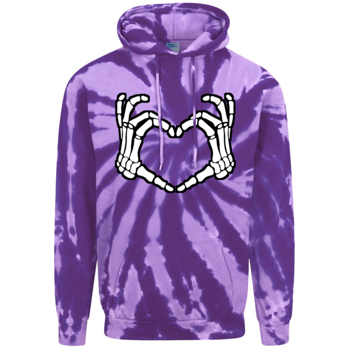 Skeleton Heart Fingers Tie-Dye Pullover Hoodie