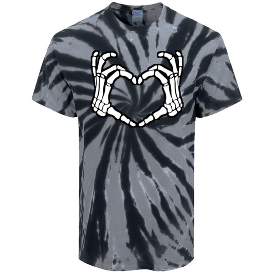 Skeleton Heart Fingers Tie-Dye Music Festival T-Shirt
