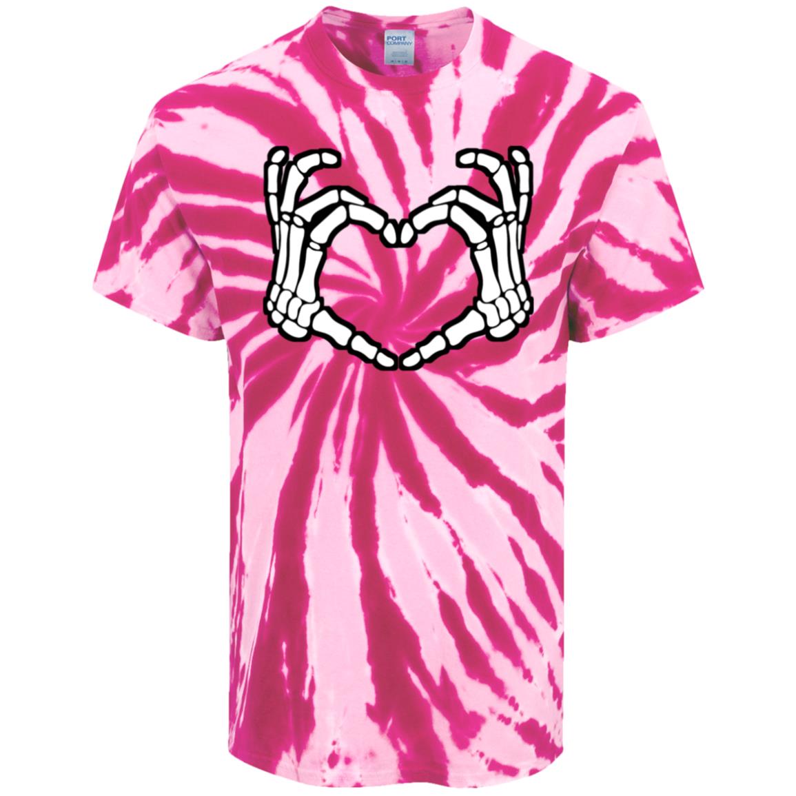 Skeleton Heart Fingers Tie-Dye Music Festival T-Shirt