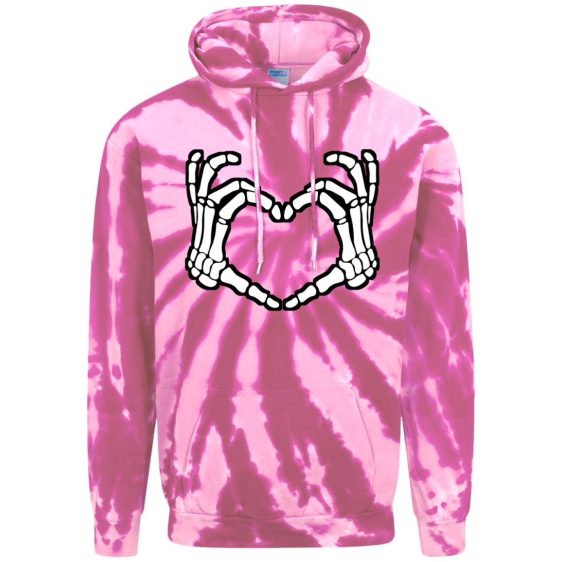 Skeleton Heart Fingers Tie-Dye Pullover Hoodie