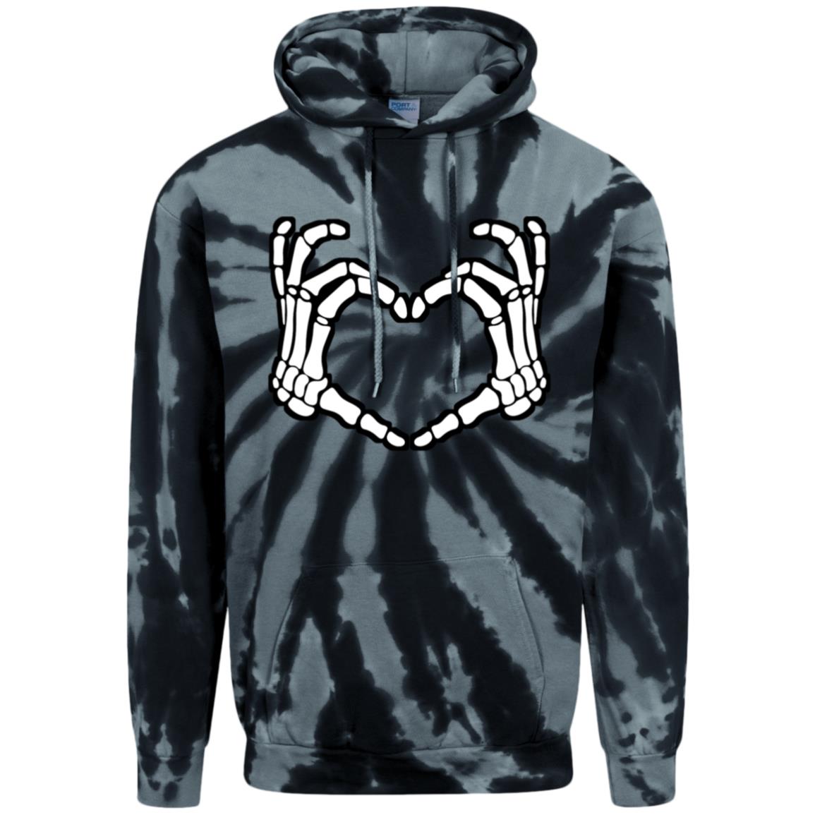 Skeleton Heart Fingers Tie-Dye Pullover Hoodie