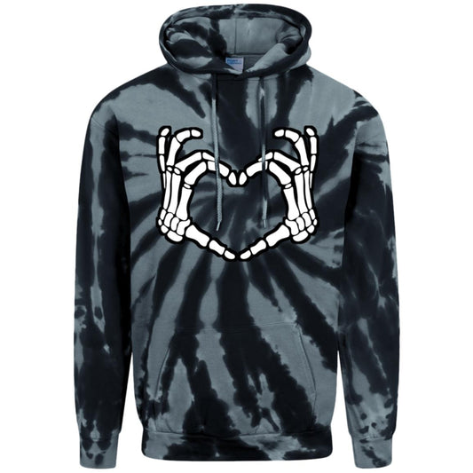Skeleton Heart Fingers Tie-Dye Pullover Hoodie
