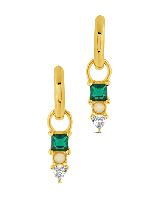 Harmony CZ & Opal Charm Hoop Earrings