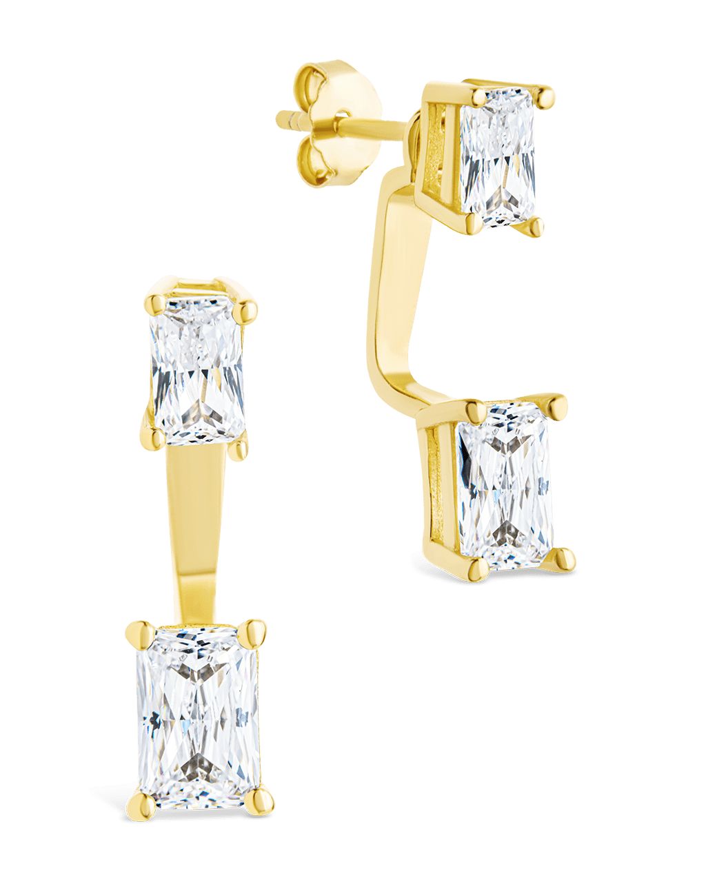 Sterling Silver Emerald Cut Duo Jackets