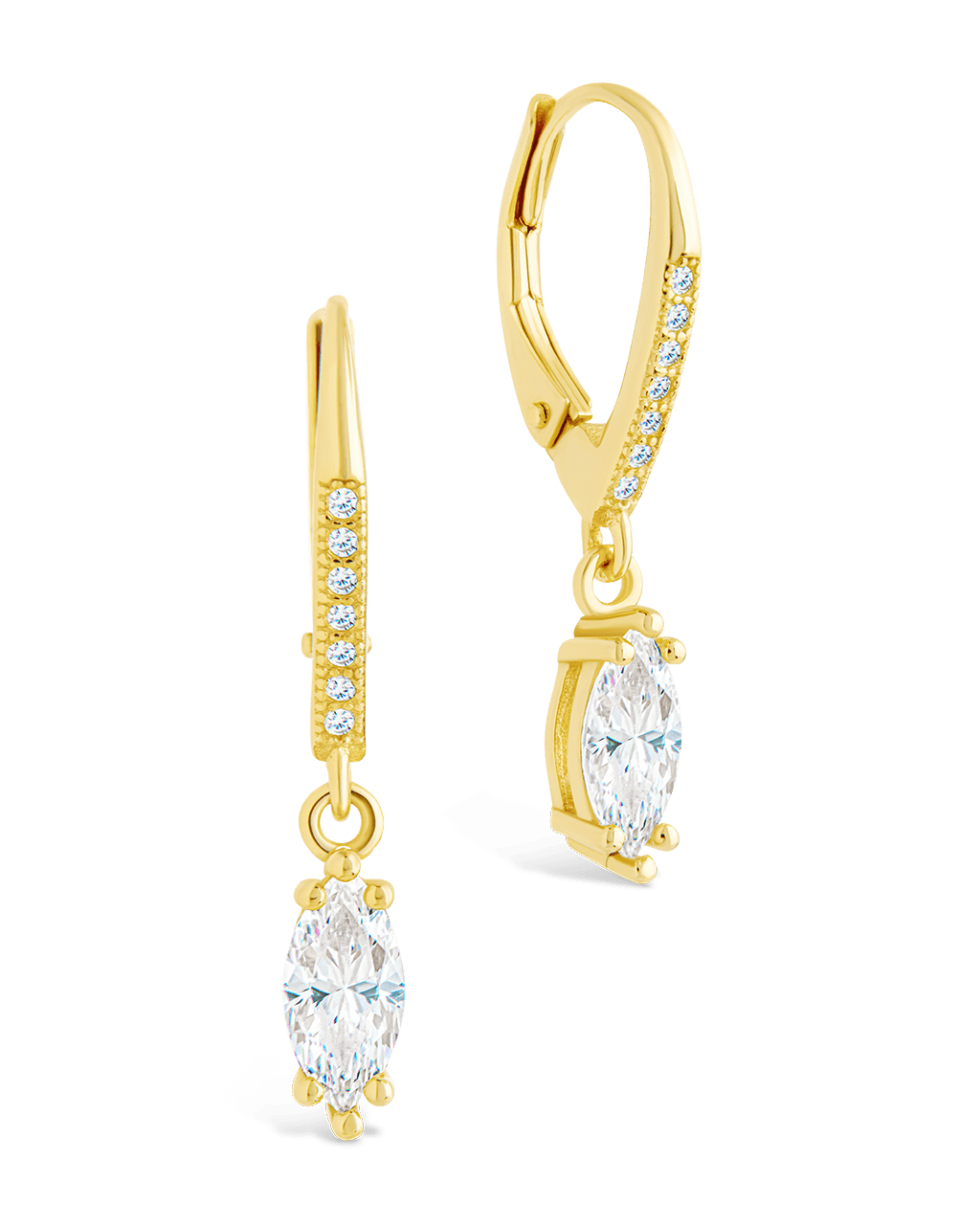 Sterling Silver Allegra Marquise Cut CZ French Clip Earrings