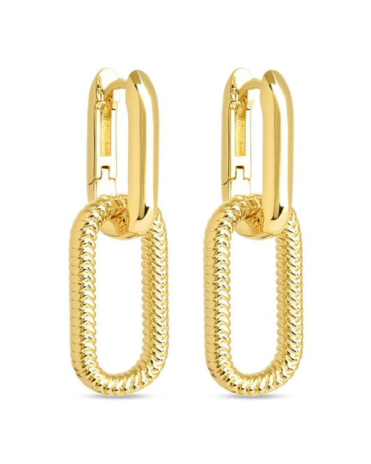 Sable CZ Chain Link Drop Stud Earrings