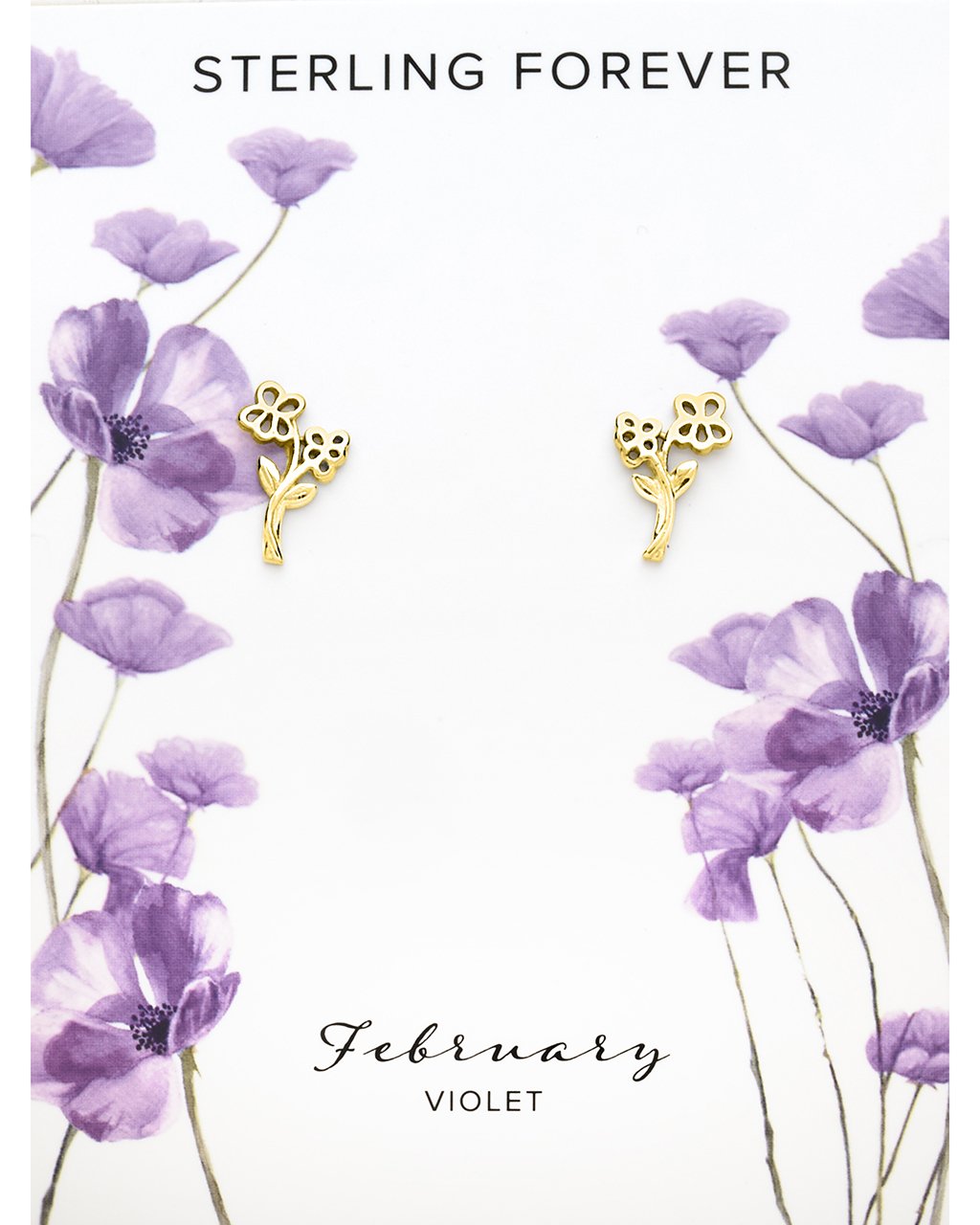 Sterling Silver Birth Flower Stud Earrings