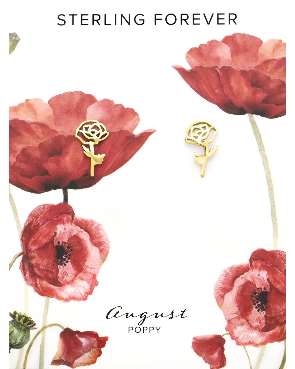 Sterling Silver Birth Flower Stud Earrings