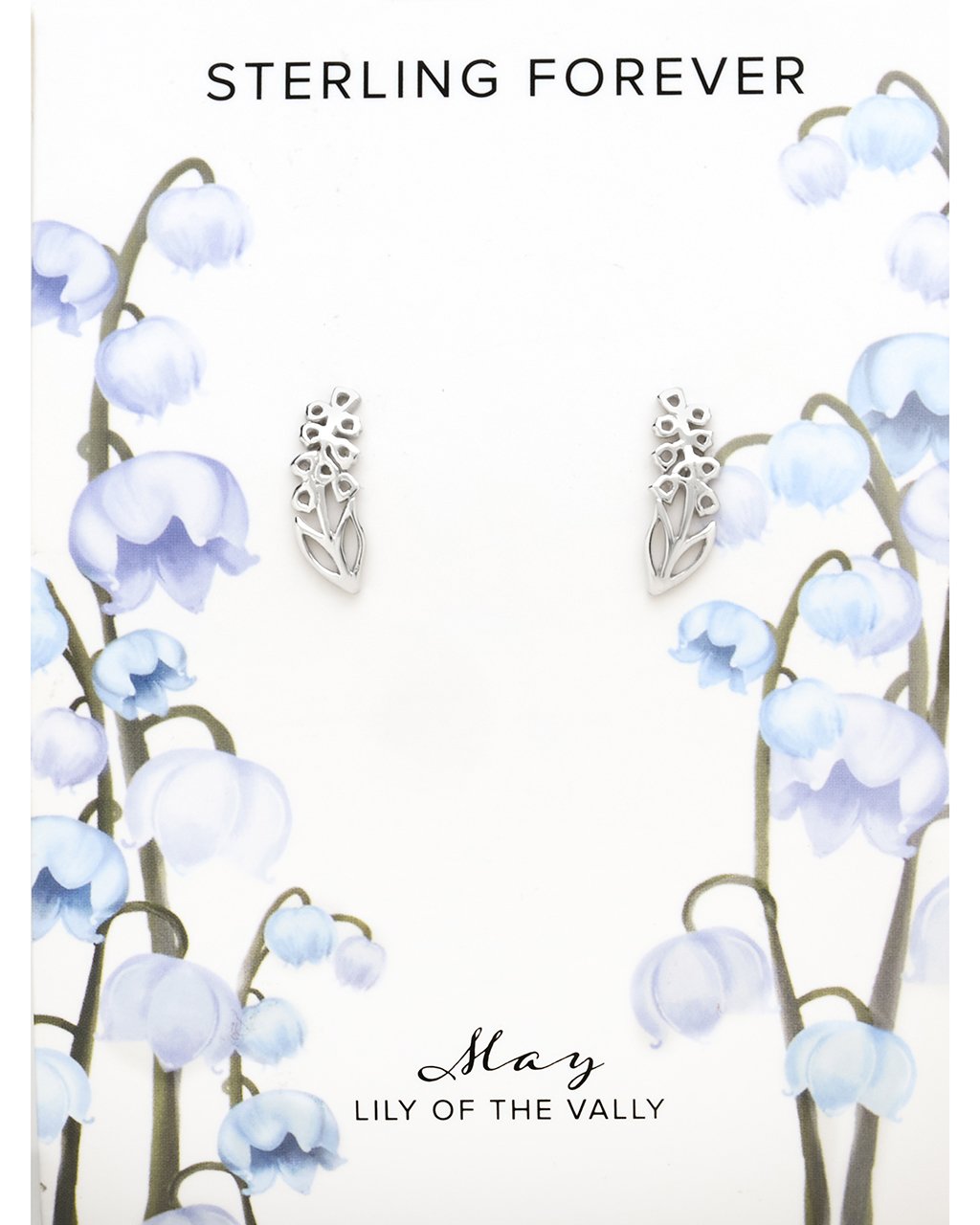 Sterling Silver Birth Flower Stud Earrings