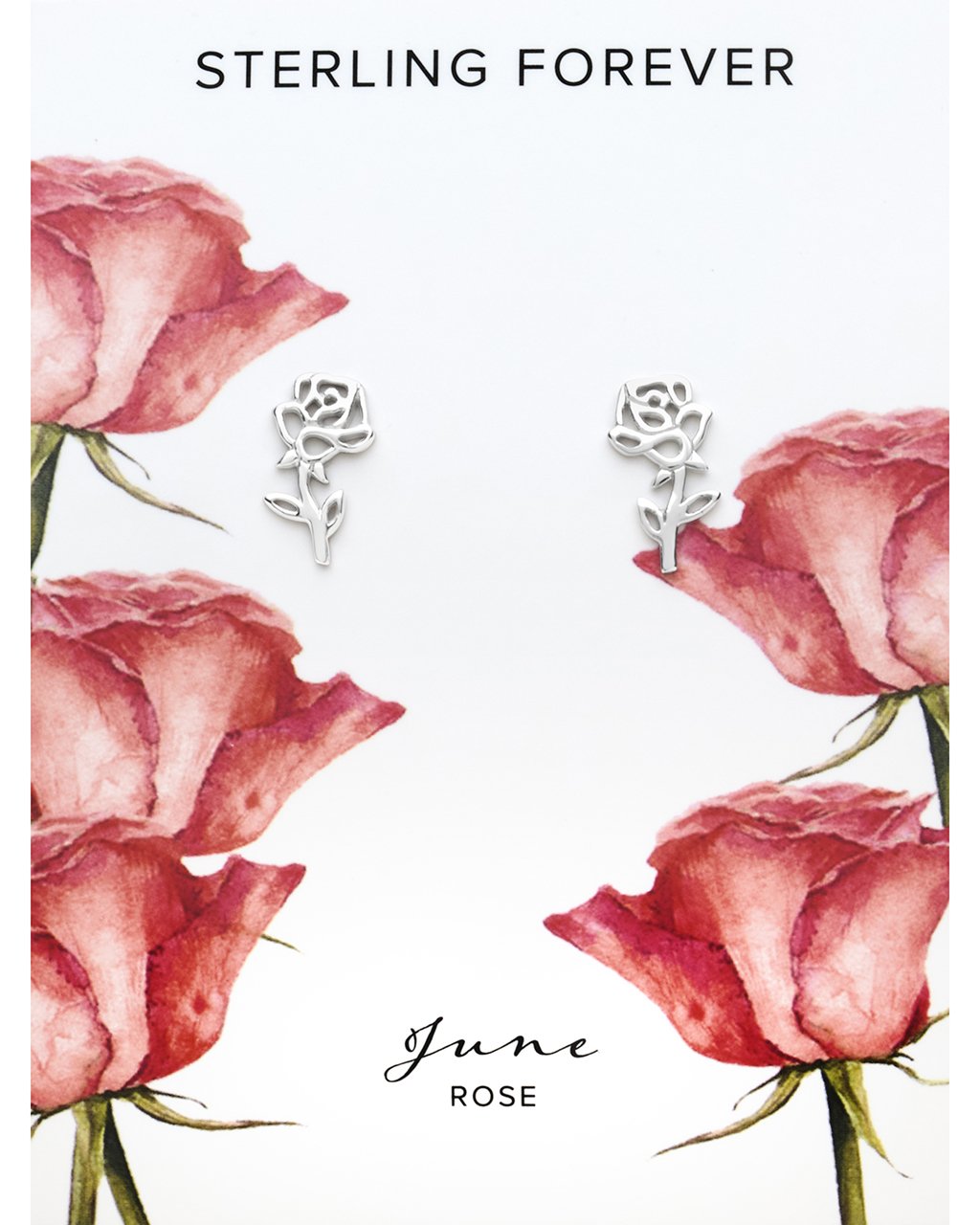Sterling Silver Birth Flower Stud Earrings