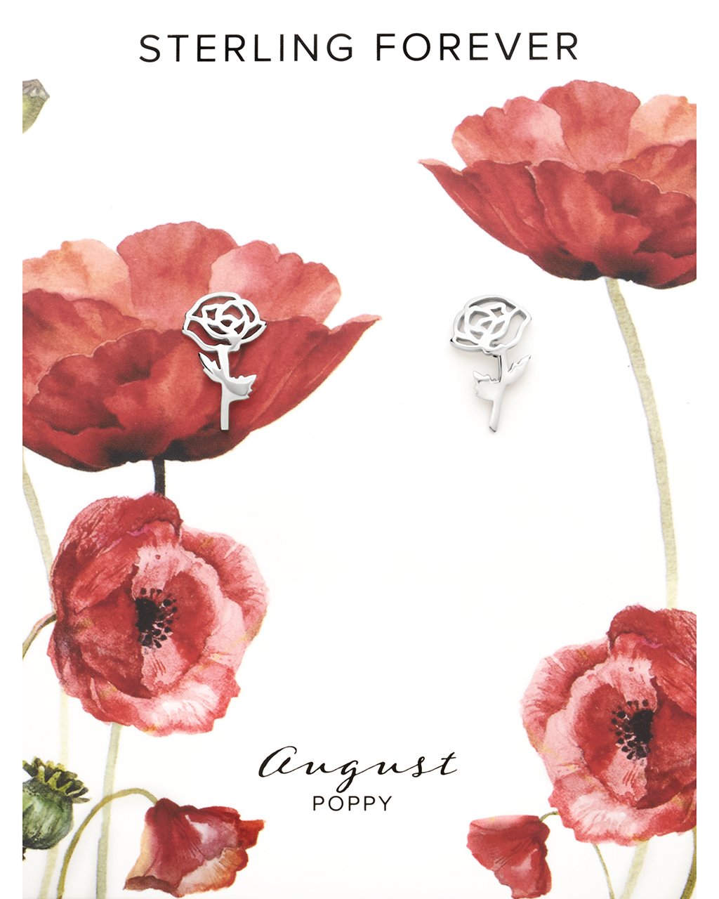 Sterling Silver Birth Flower Stud Earrings