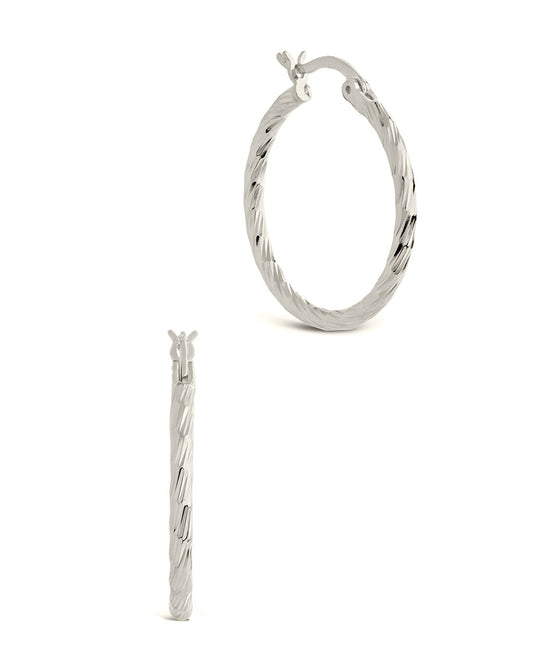 Sterling Silver Anita Textured Hoop Earrings