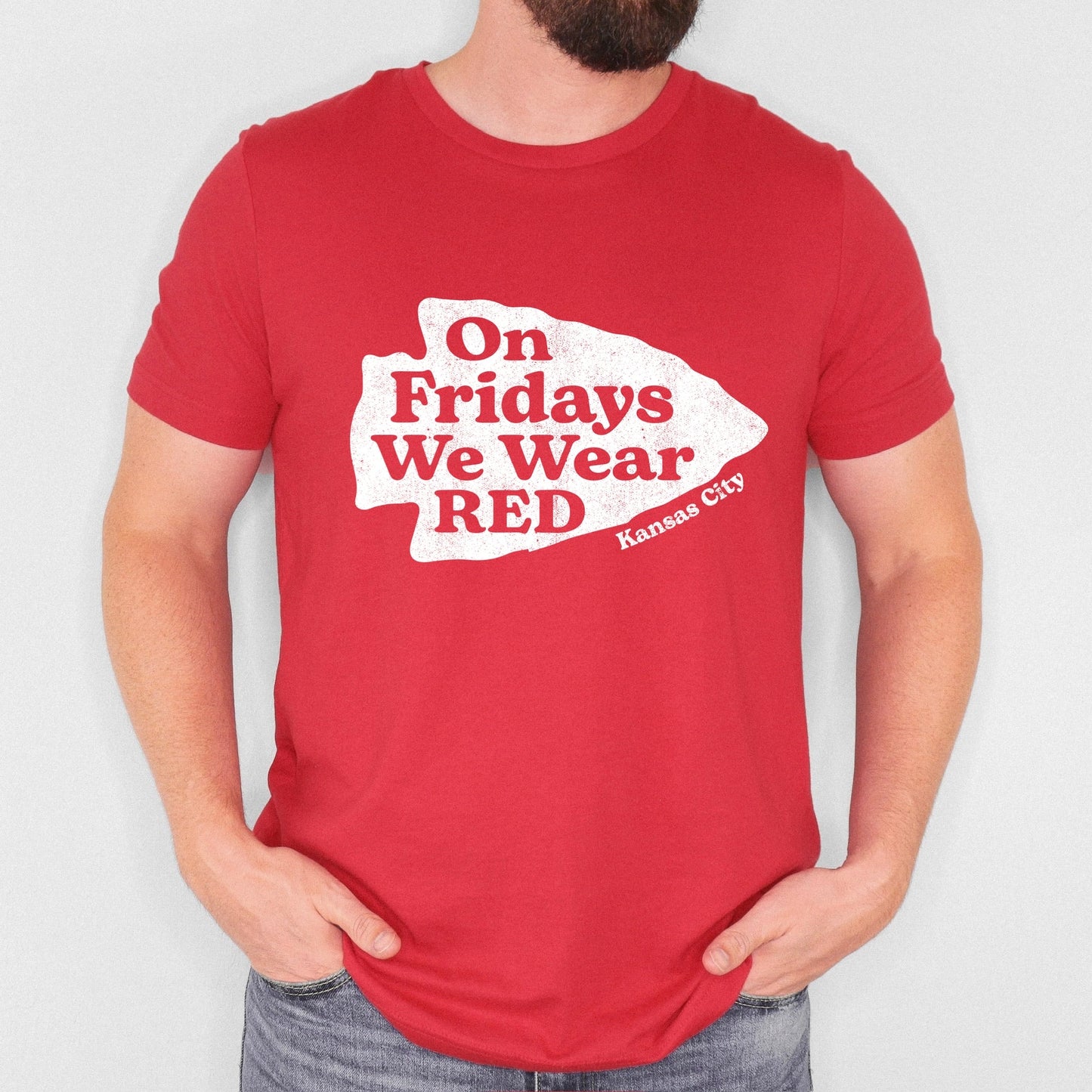 on Fridays we wear Red screen print transfer