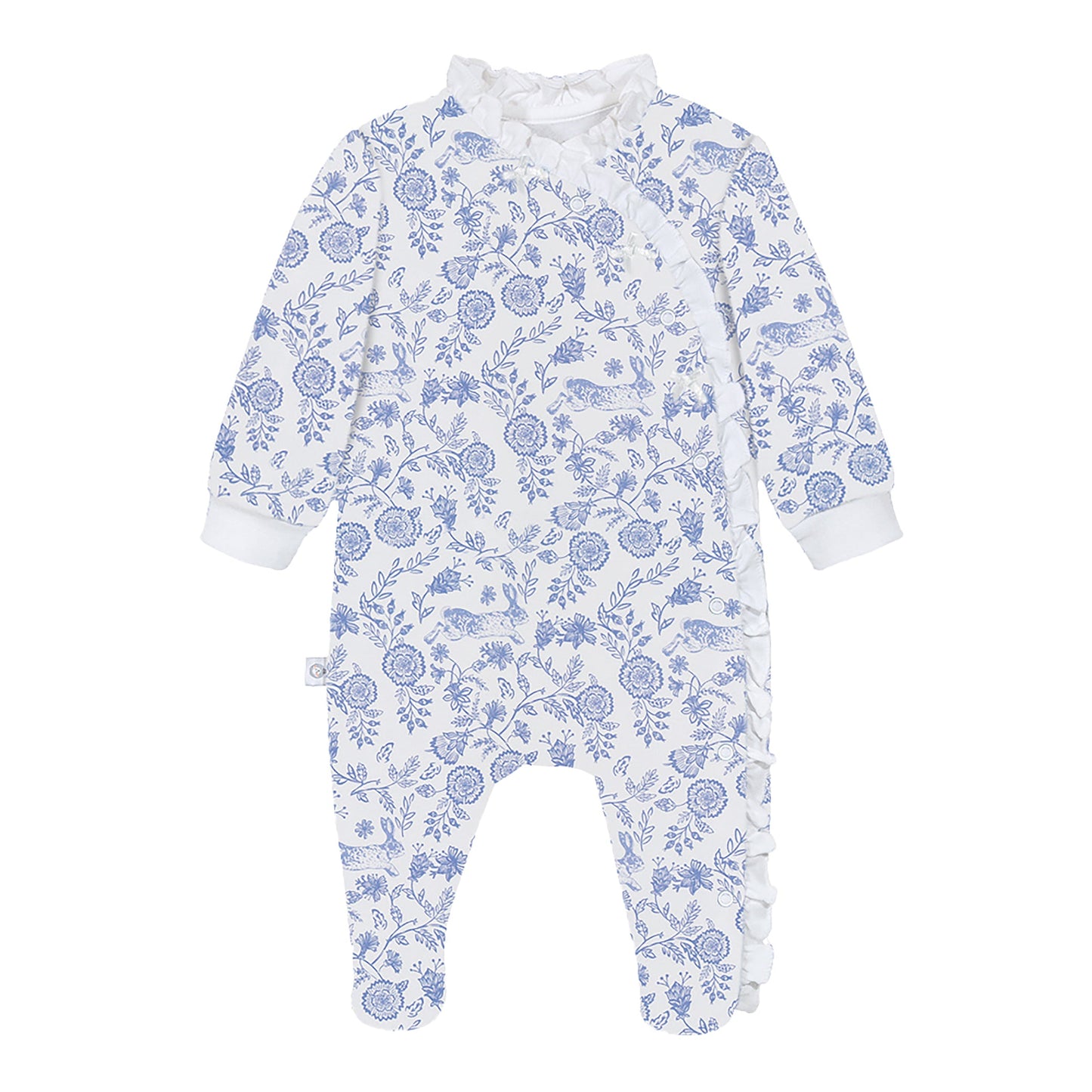 Floral Bunnies Pima Cotton Baby One-Piece Pajamas