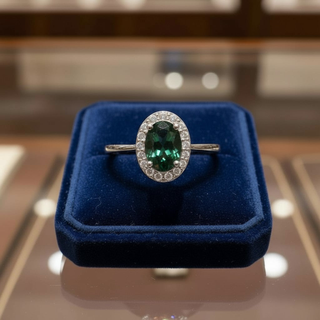 Eternity Ring with Halo<br>Oval • 7x5mm