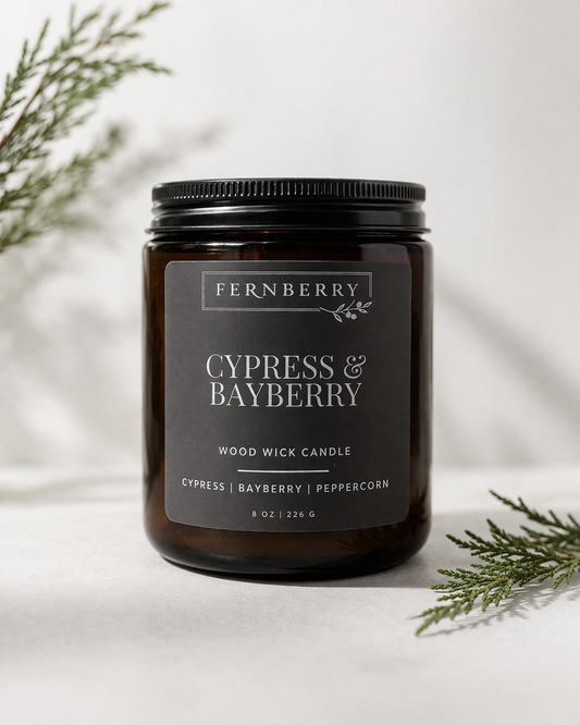 Cypress & Bayberry- 8oz Wood Wick Candle