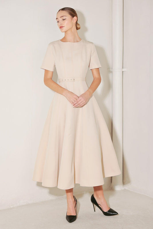 SPRING ICON WOVEN MIDI DRESS