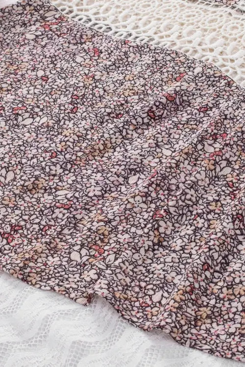 Floral Print Cami Top with Crochet Trim and Spaghetti Straps