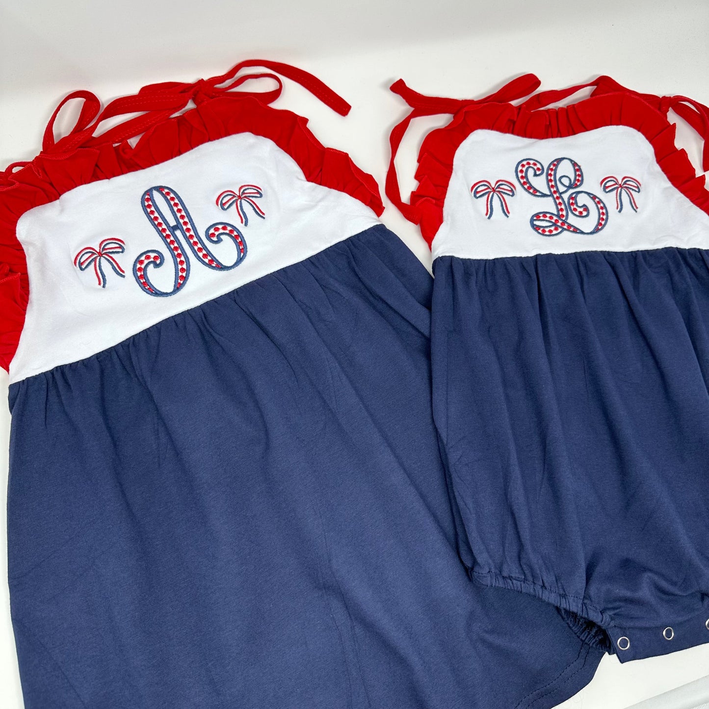 Red, White and Blue Tie Strap Dress