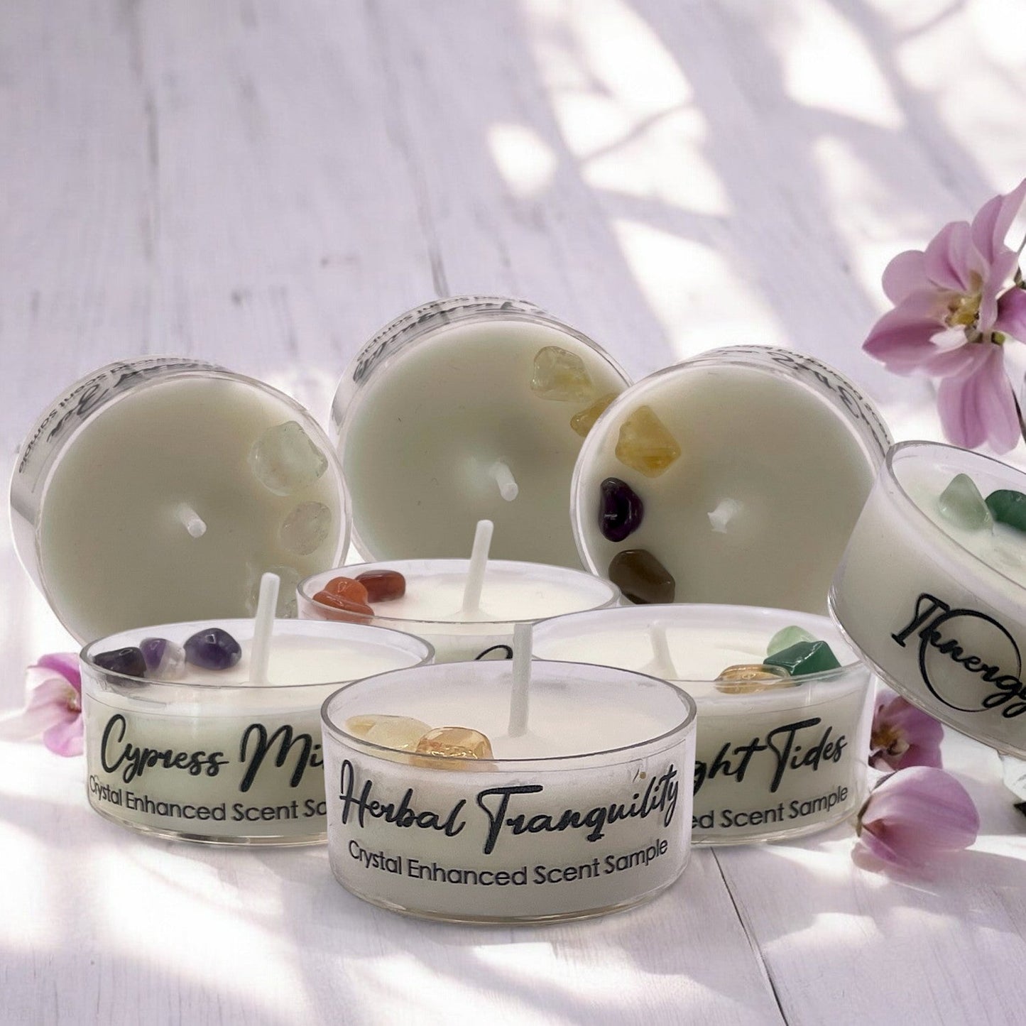 Blackberry Saffron, Premium Coconut-Soy Wax Tea Light Crystal Candle, 1oz