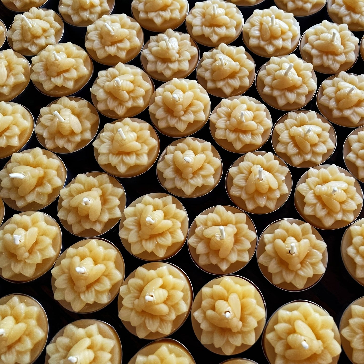 Honeybee Flower Beeswax Tealight Candles