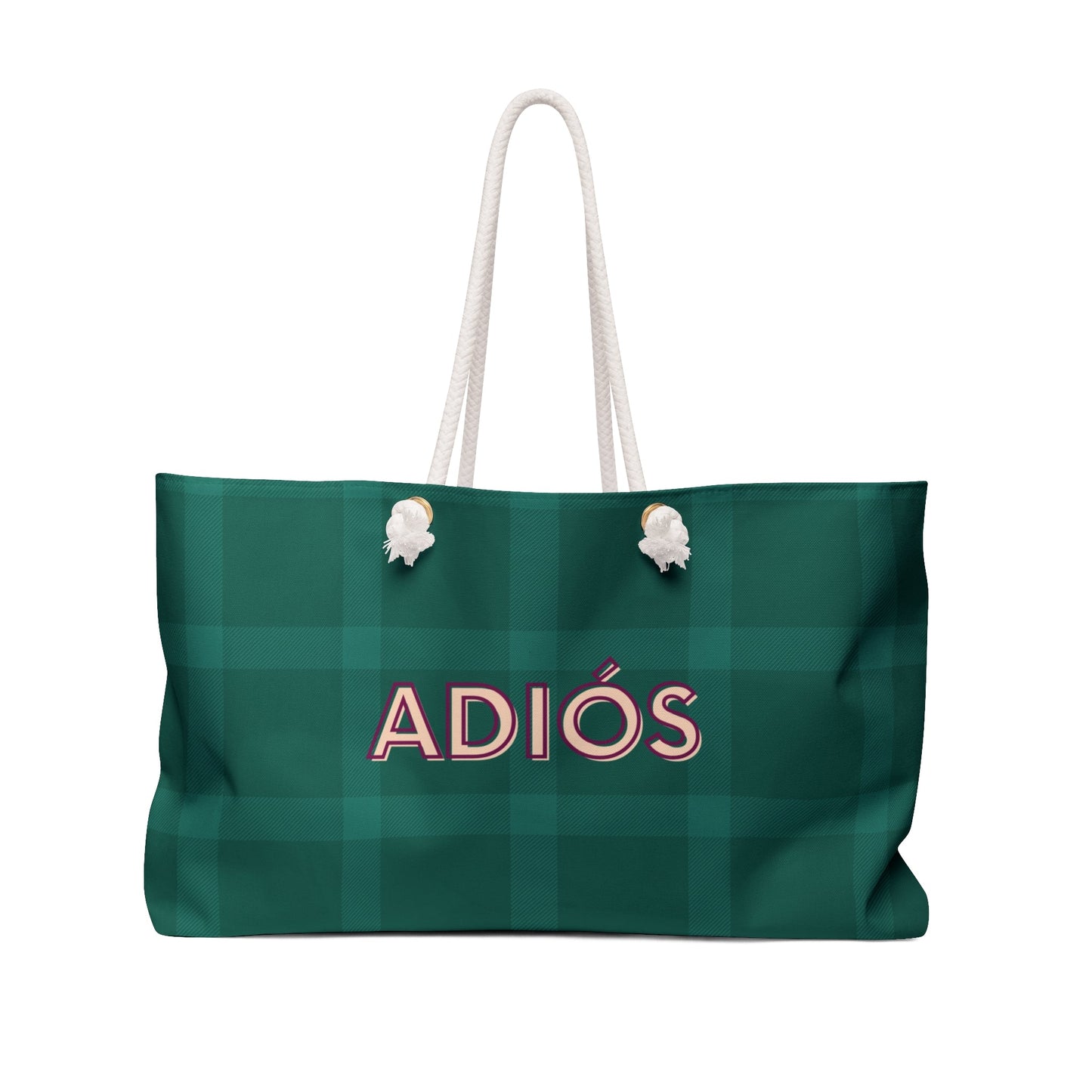 Adios Green Plaid Weekender Bag Tote,  Traveler Gift