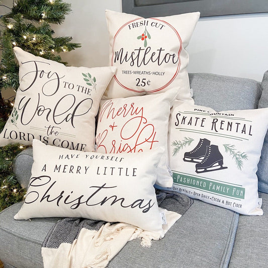 Merry and Bright Cursive #12 Pillow Cover 17x17 inch
