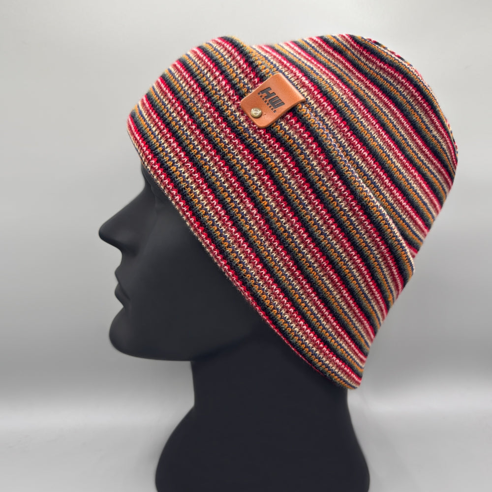 H Stitch Beanie, Multi Color Knit Winter Hat