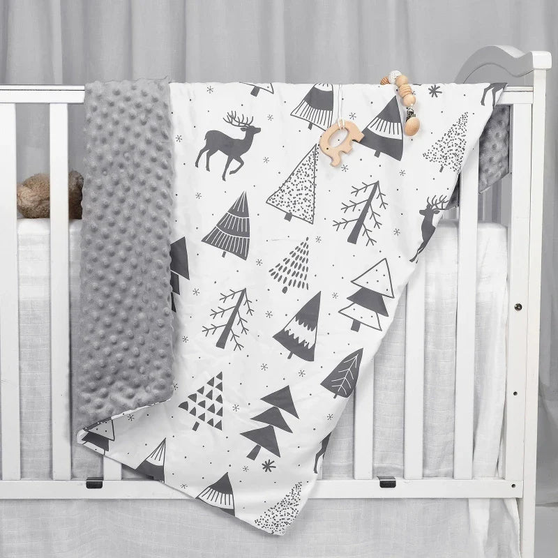 Newborn Baby Blanket Warm Swaddling Wrap Winter Autumn Toddler Dotted Quilt