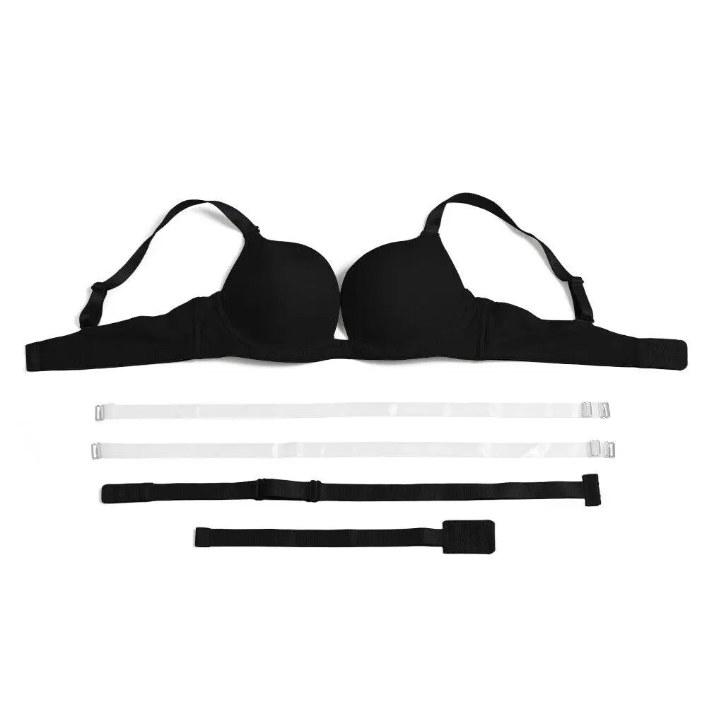 Women Bra Push Up Bras Deep Plunge V Neck Lingerie Clear Straps Multiway