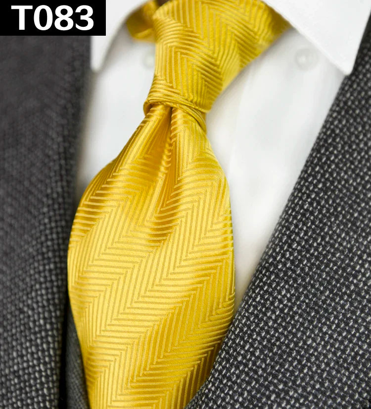 Solid Floral Paisley Yellow Gold Men's Ties Neckties 100% Silk Jacquard Woven Tie Sets Pocket Square Party Wedding