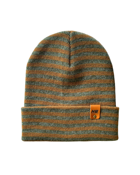 Classic RoRo Cuffed Beanie, Green and Brown