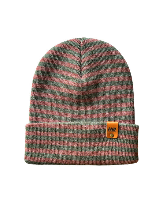 Classic RoRo Cuffed Beanie, Burgundy and Green
