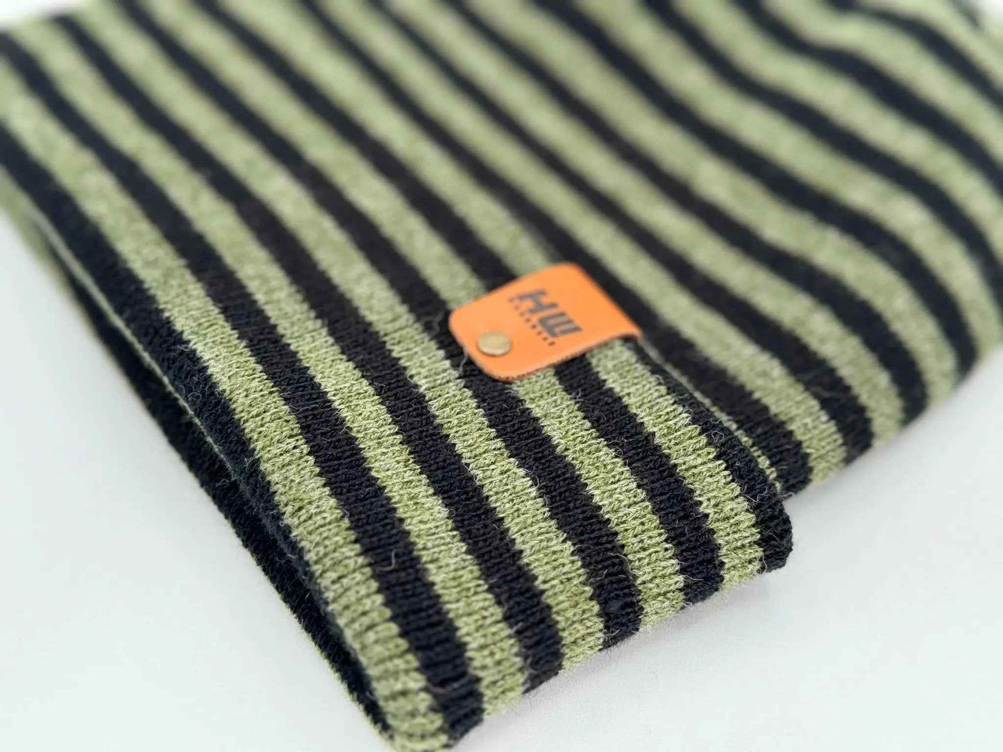Patented H Stitch RoRo Cuffed Beanie, Black and Green