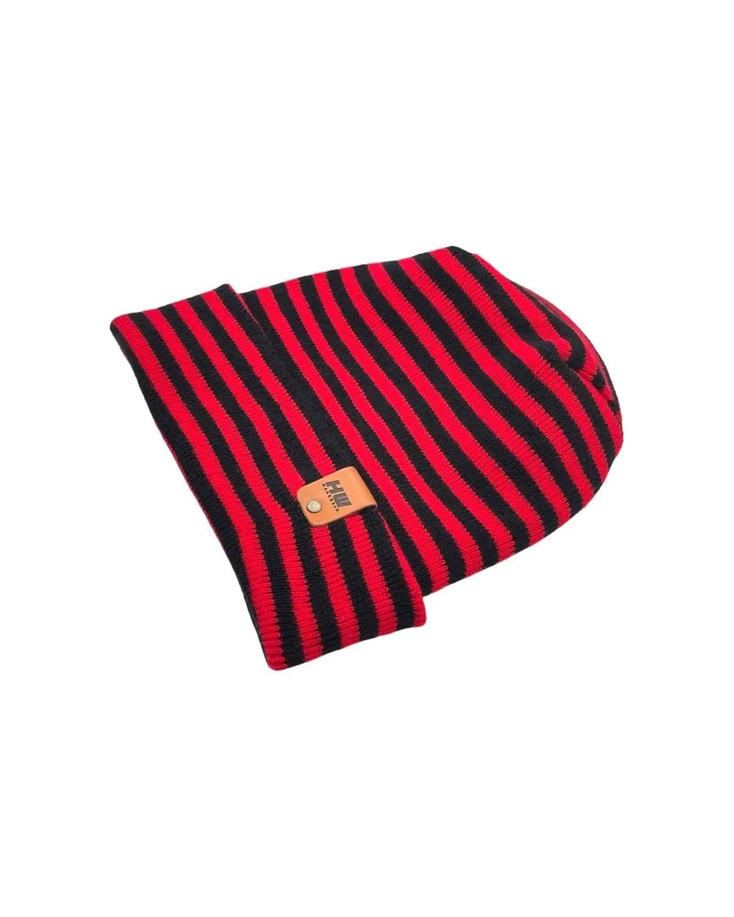 Patented H Stitch RoRo Cuffed Beanie, Black and Red