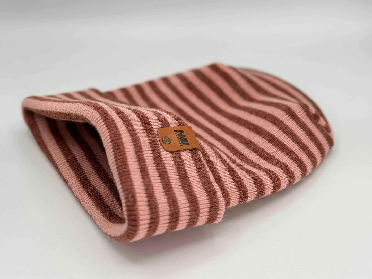 Patented H Stitch RoRo Cuffed Beanie, Burgundy and Pink
