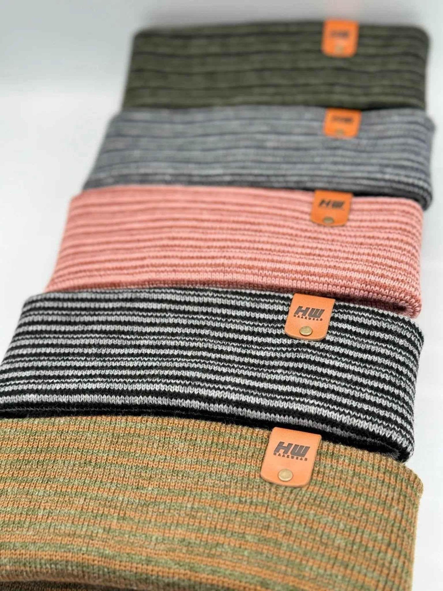HAAKWEAR Traditional Contrast Cuffed Beanie / Hat - Burgundy / Pink, Made in USA