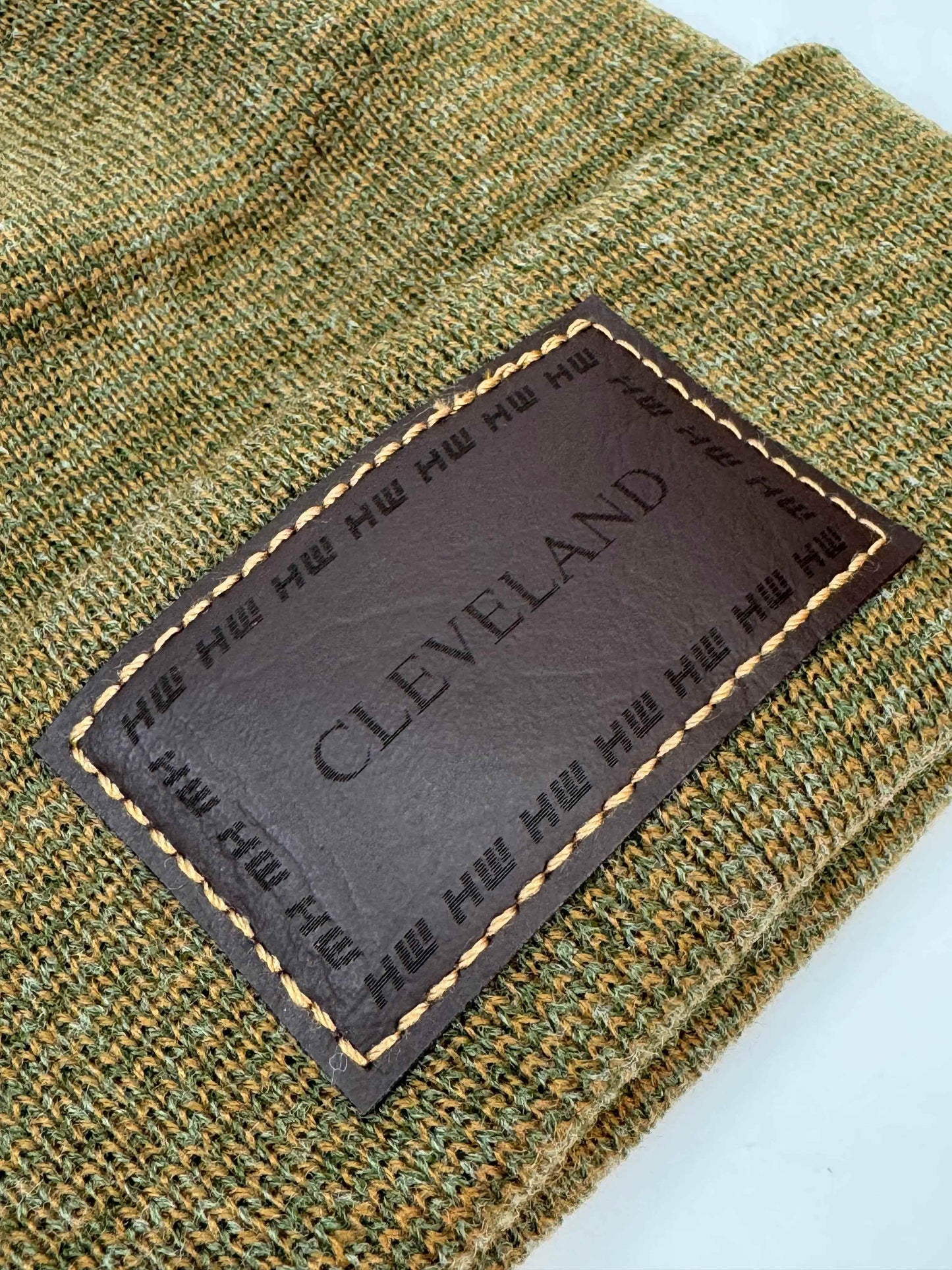 Cleveland, H Stitch Cuffed Beanie,  Brown and Green Fusion