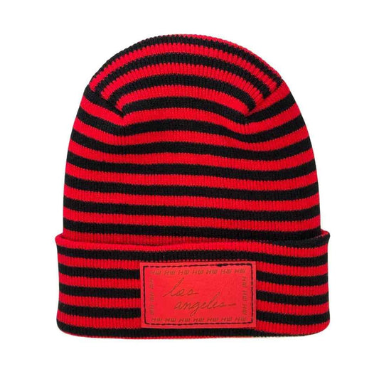 Los Angeles Beanie, H Stitch Beanie, Black and Red RoRo