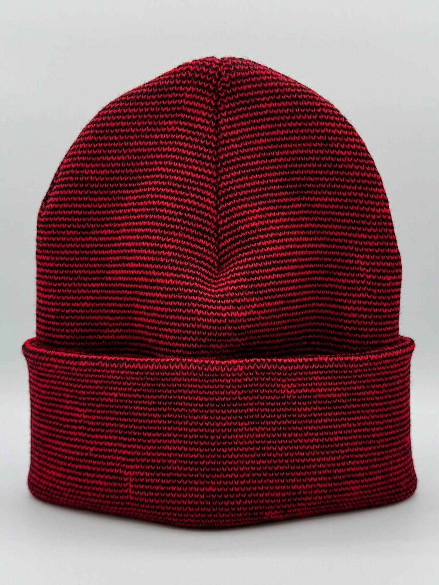 New York, Traditional Cuffed Beanie, Black and Red Fusion