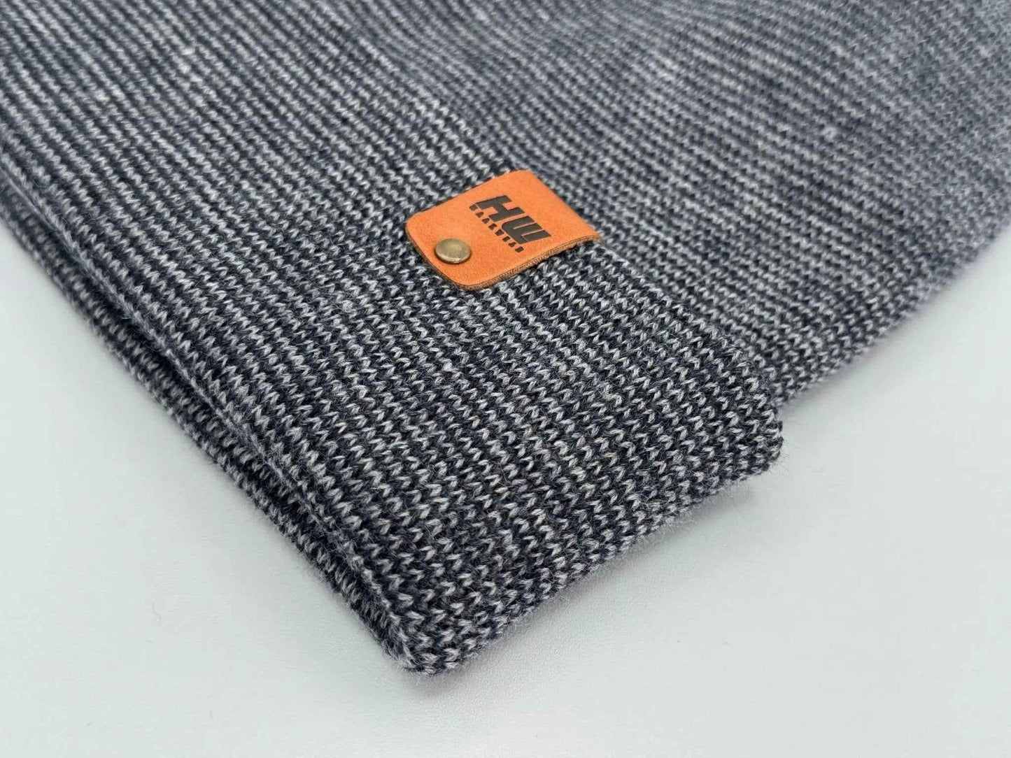Haakwear H Stitch Fusion Cuffed Beanie / Hat (Patened Design) Gray / Denim, Made in USA
