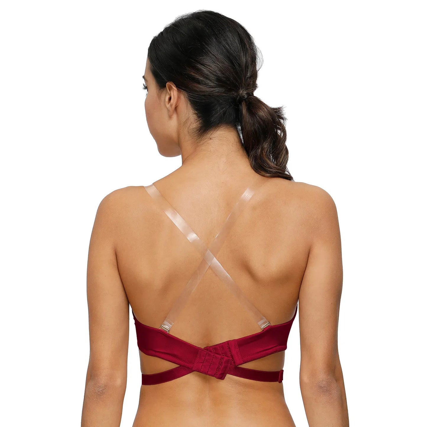 Women Bra Push Up Bras Deep Plunge V Neck Lingerie Clear Straps Multiway