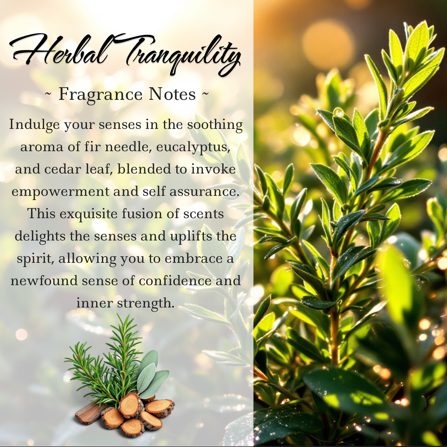 Herbal Tranquility, Premium Coconut-Soy Wax Tea Light Crystal Candle, 1oz