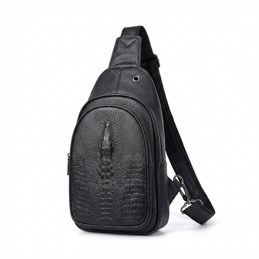 Men's Croc-Embossed Leather Sling Bag – Professional Utility Carry