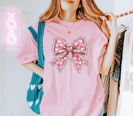 Affirmation Bow Valentines Day Tee or Crewneck Sweatshirt