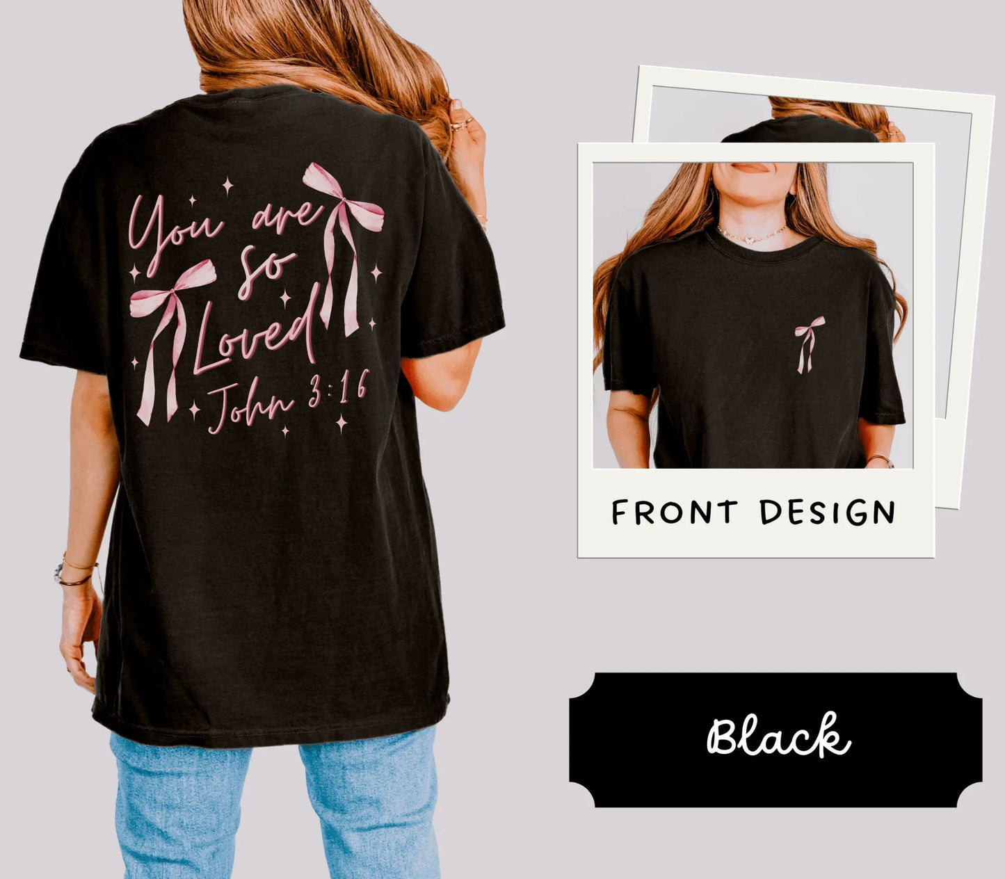 You are SO Loved John 3:16 Bow Graphic Tee