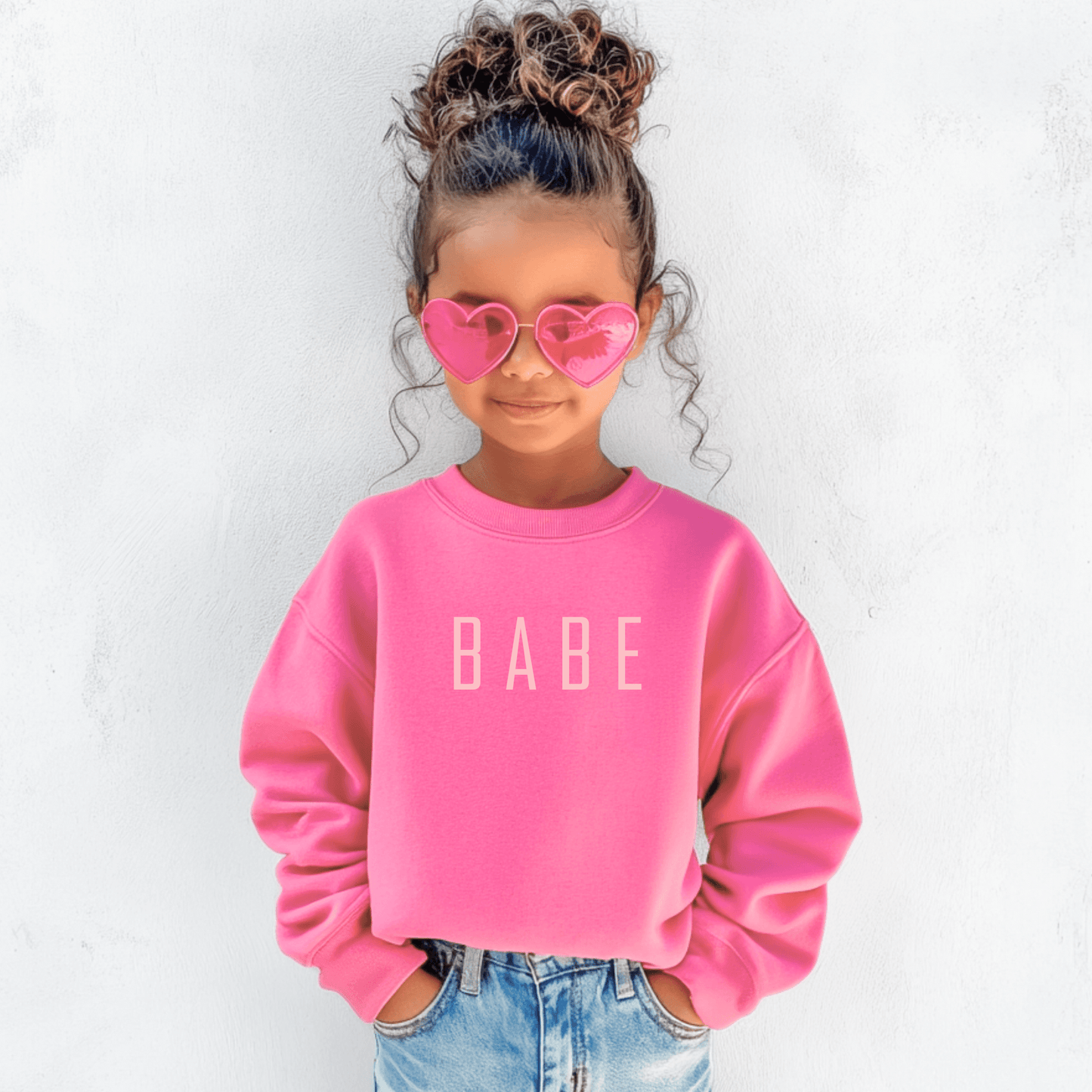 BABE Toddler & Youth Sweatshirt | Valentine’s Day Kids Crewneck | Matching Mama & Mini Outfit | Cute Pink Kids Pullover